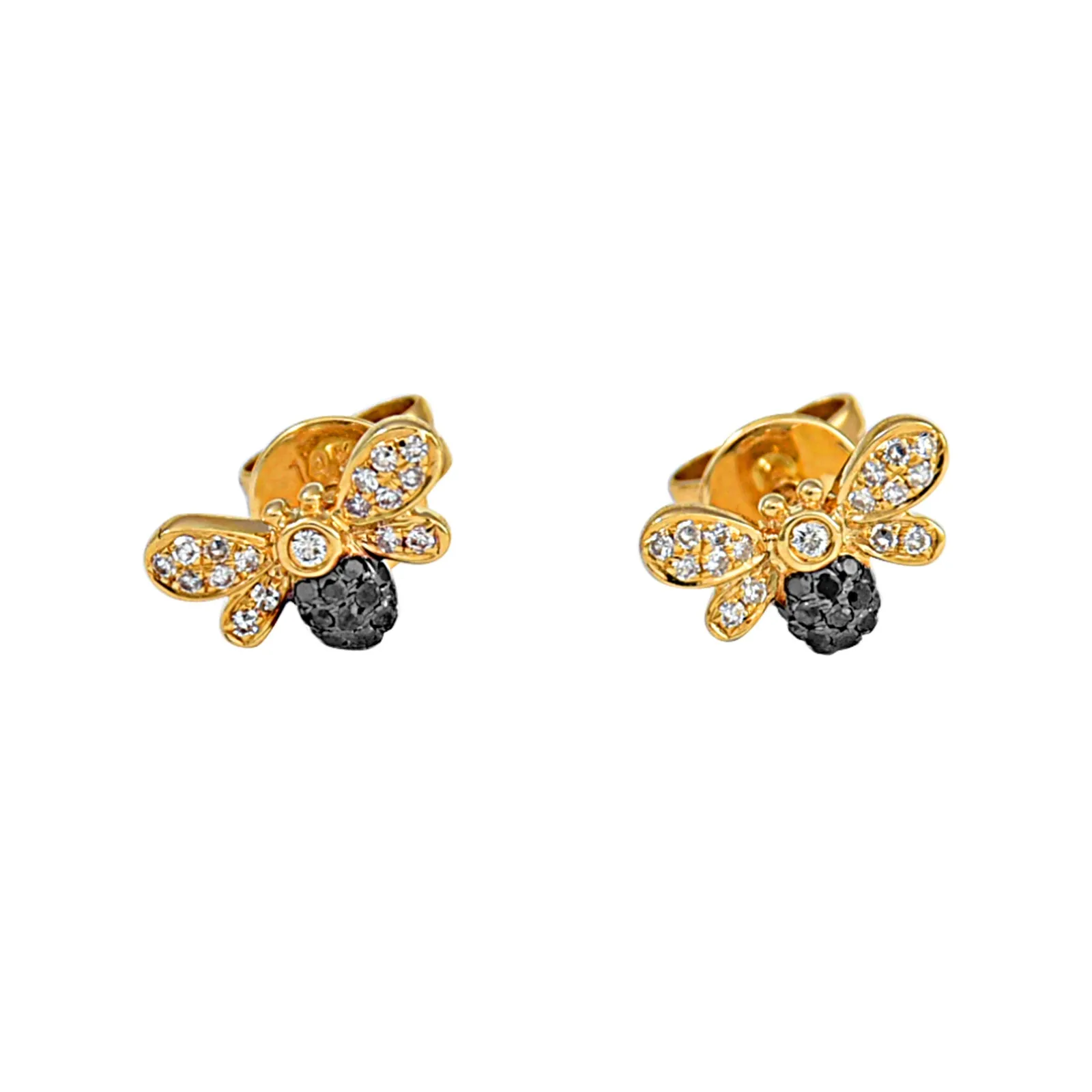 0.16ct Diamonds in 14k Gold Bee Stud Earrings