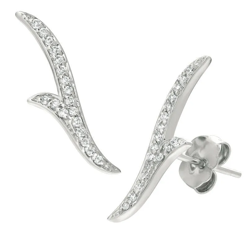 0.18 Carat Natural Diamond Earrings G-H SI set in 14K White Gold