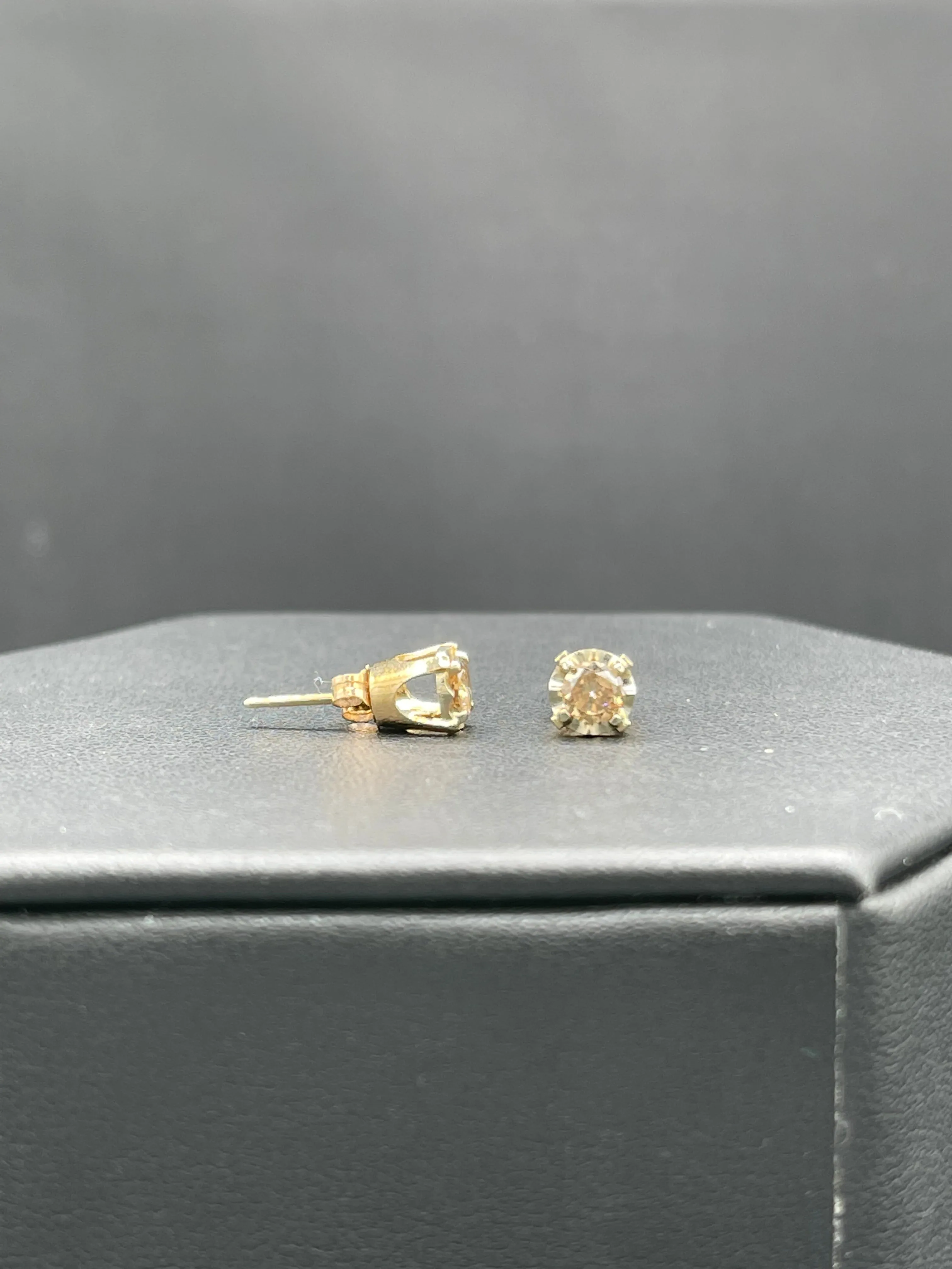 0.60 Carat Natural Fancy Champagne Diamond 14k Yellow   White Gold Stud Earrings