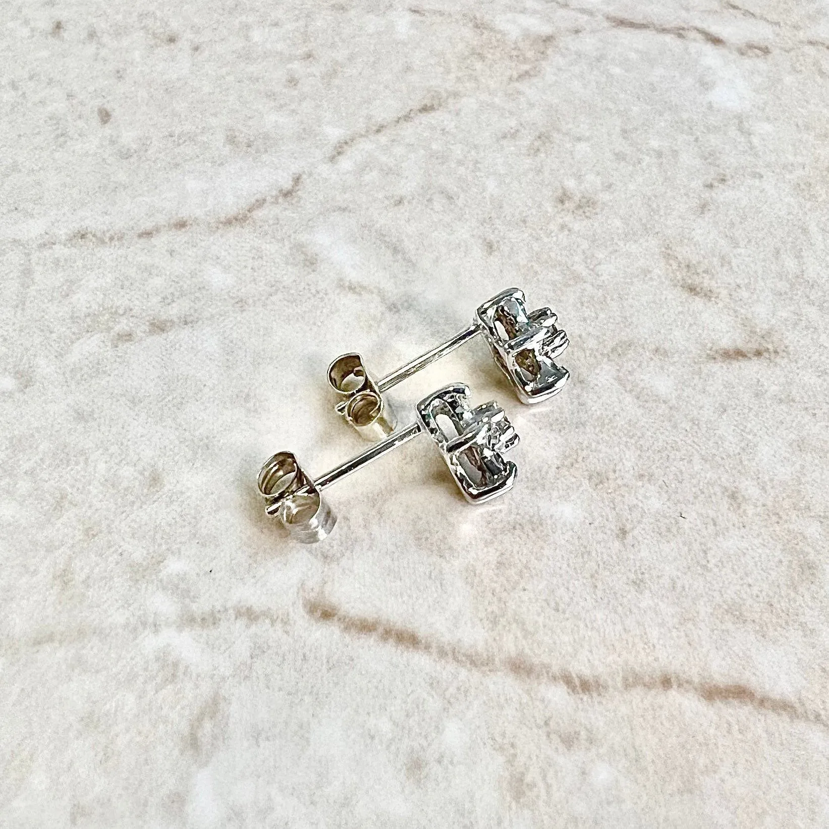 10 & 14 Karat White Gold Diamond Cluster Stud Earrings