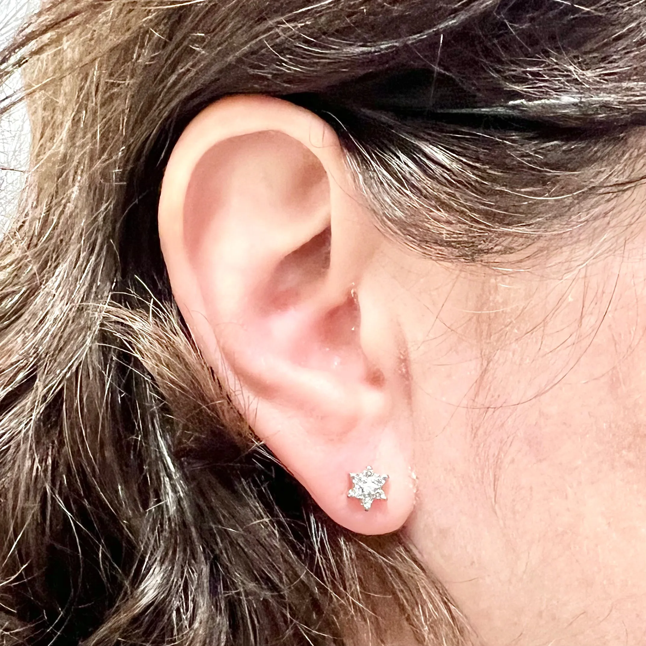 10 & 14 Karat White Gold Diamond Cluster Stud Earrings