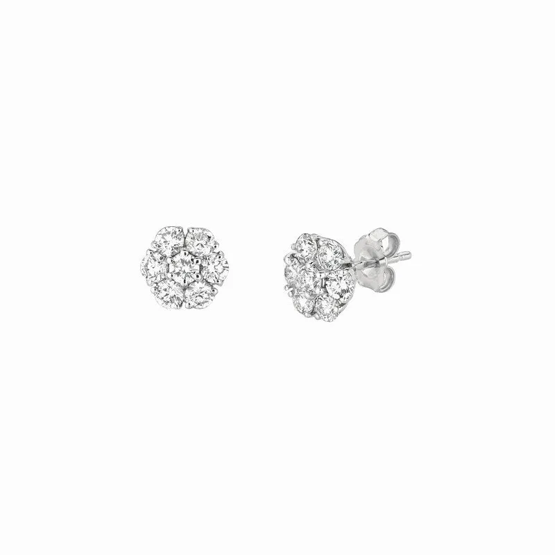 10 POINTER DIAMOND EARRINGS 14K GOLD (1.5 CTW)