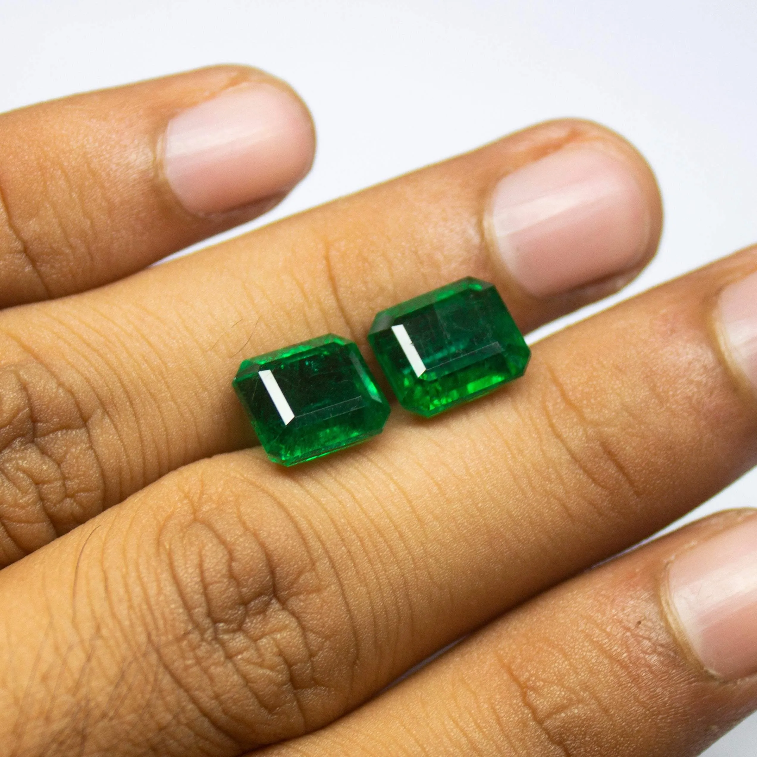 10.02cts, Natural Untreated Green Zambian Emerald Cut Matching Pair Loose Gemstone, Emerald Gemstone, Natural Emerald