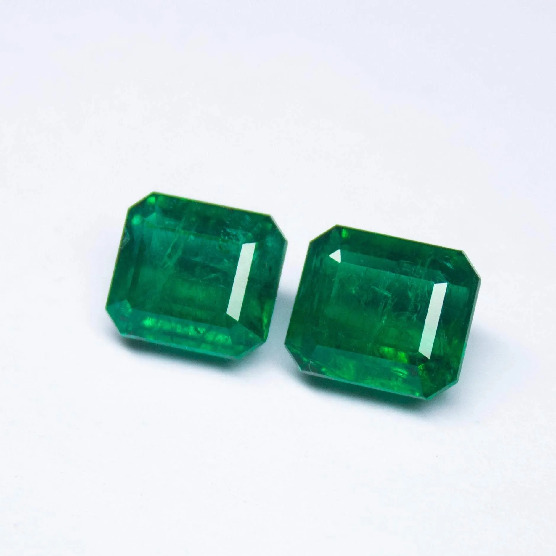 10.02cts, Natural Untreated Green Zambian Emerald Cut Matching Pair Loose Gemstone, Emerald Gemstone, Natural Emerald