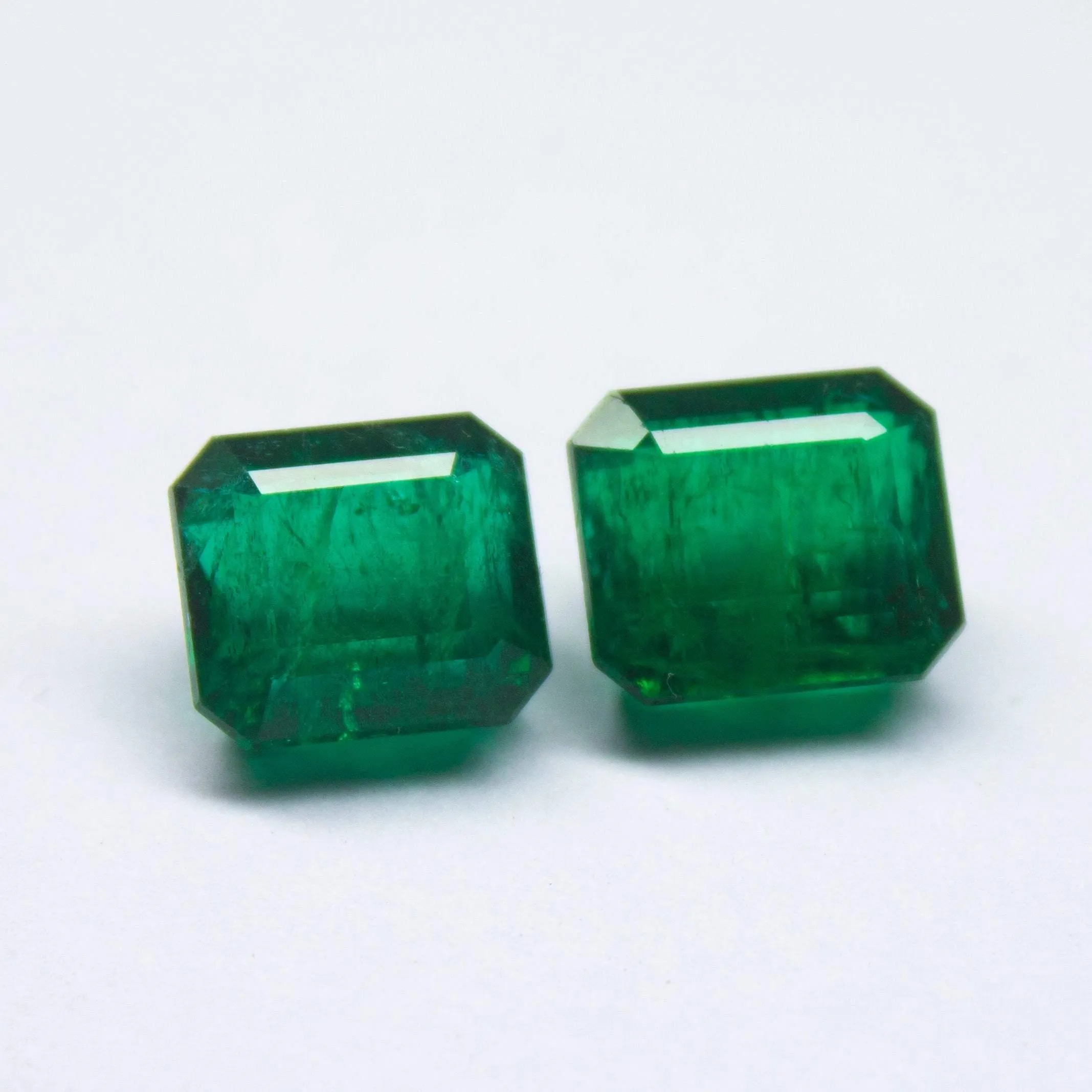 10.02cts, Natural Untreated Green Zambian Emerald Cut Matching Pair Loose Gemstone, Emerald Gemstone, Natural Emerald