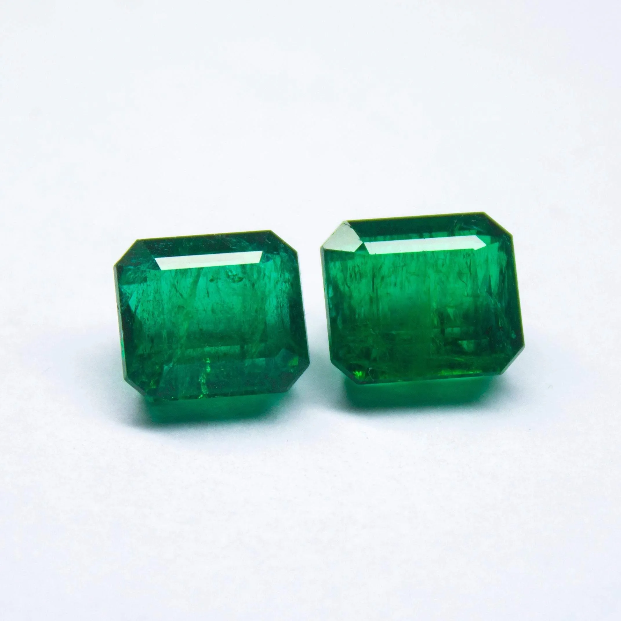 10.02cts, Natural Untreated Green Zambian Emerald Cut Matching Pair Loose Gemstone, Emerald Gemstone, Natural Emerald