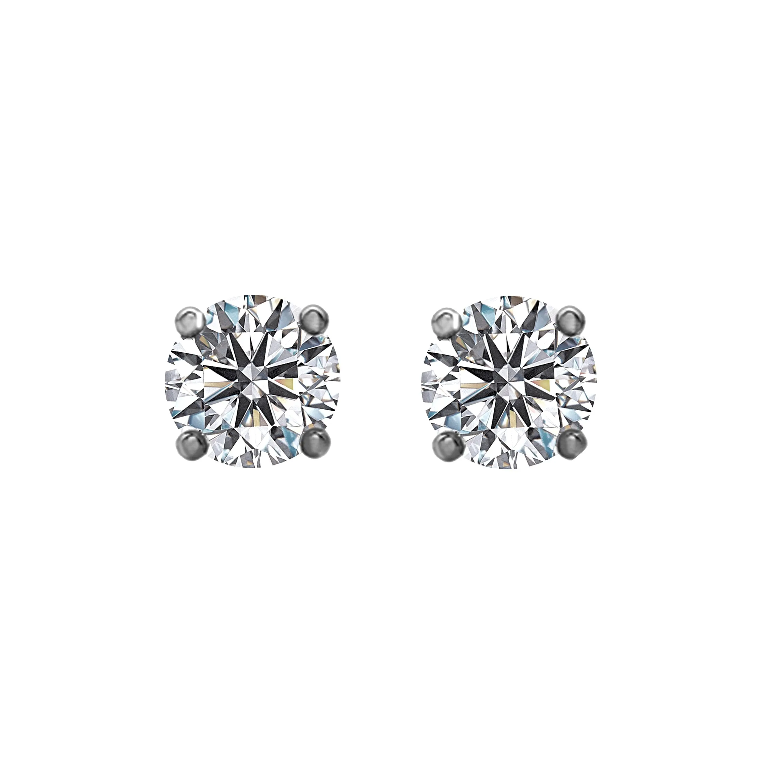 1.00tcw Round Diamonds in 14K White Gold Solitaire Stud Earrings