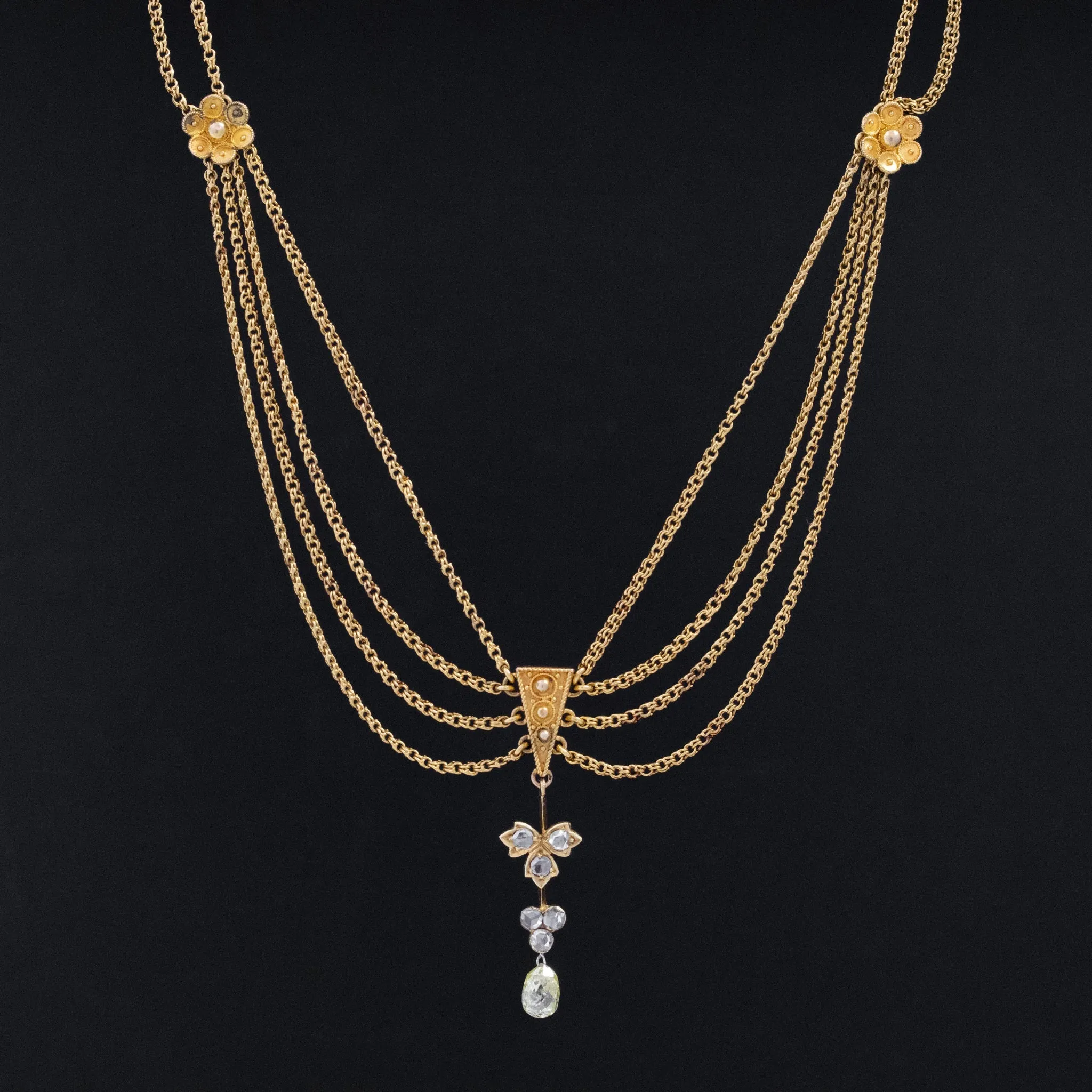 1.03ctw Antique Etruscan Revival Diamond Festoon Necklace