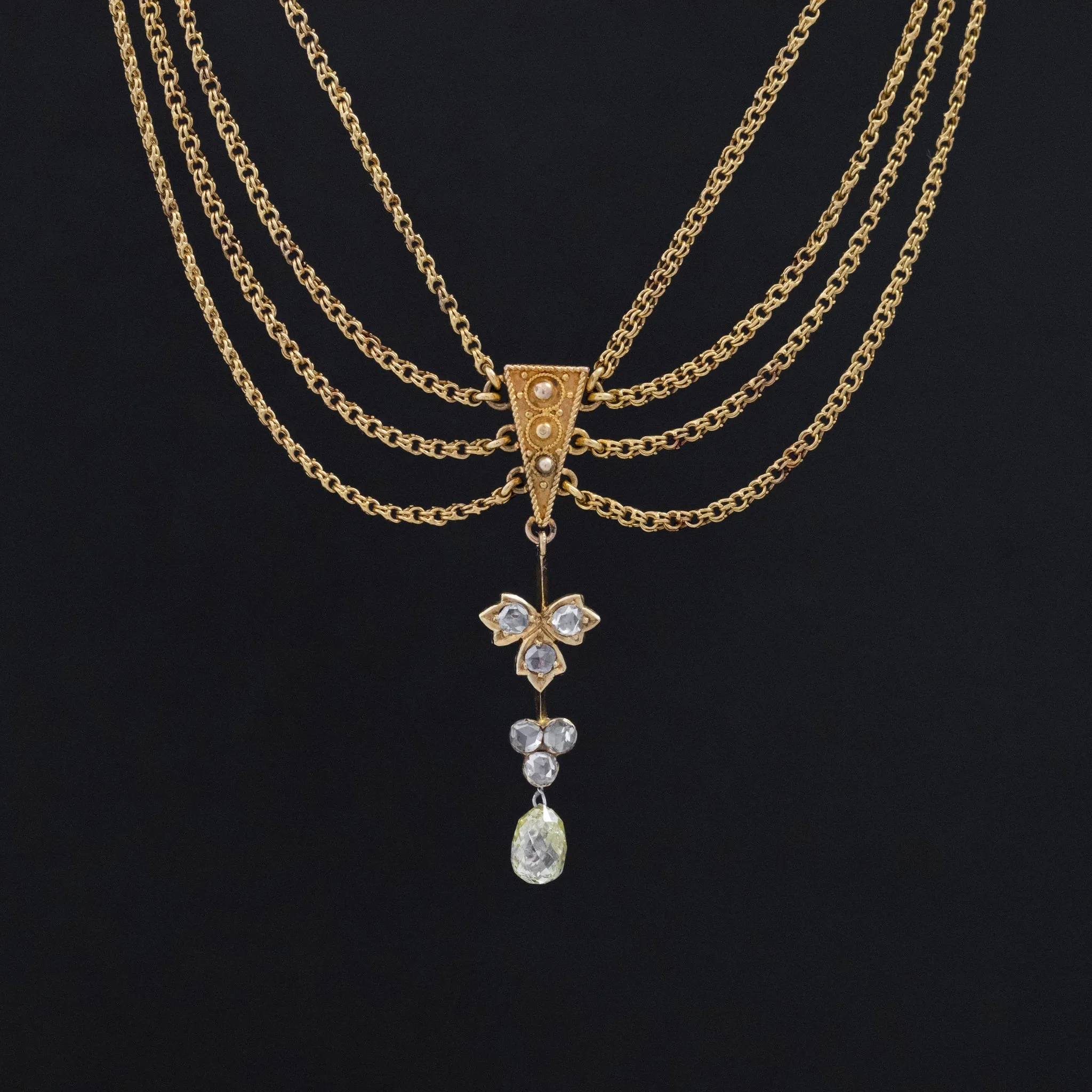 1.03ctw Antique Etruscan Revival Diamond Festoon Necklace