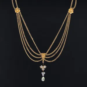 1.03ctw Antique Etruscan Revival Diamond Festoon Necklace
