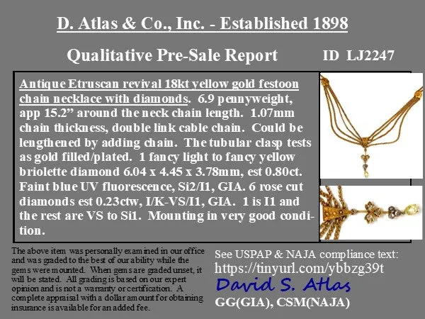 1.03ctw Antique Etruscan Revival Diamond Festoon Necklace