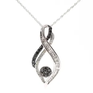10K WG Black DIamond Infinity Pendant