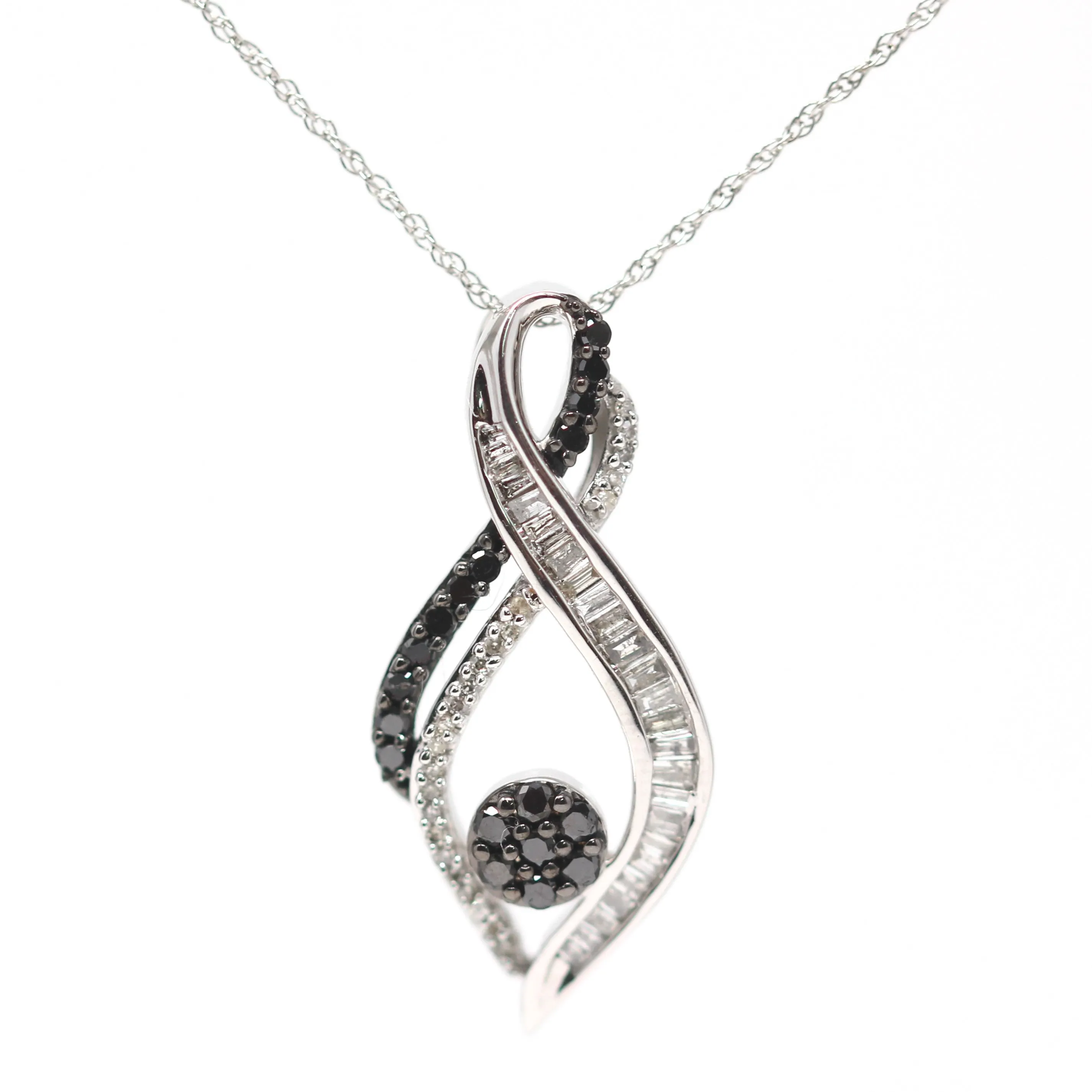 10K WG Black DIamond Infinity Pendant