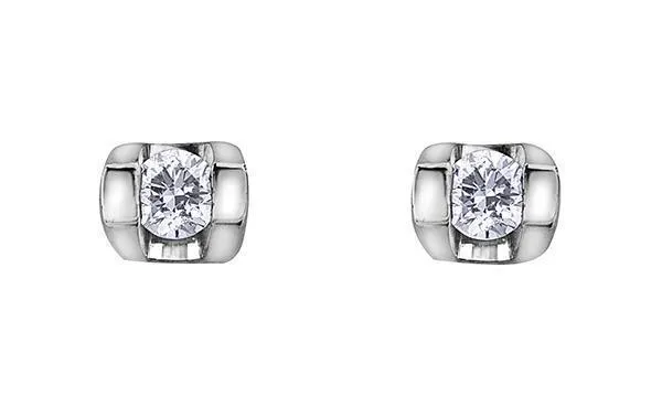 10K White Gold 0.06TDWW Diamond Earrings