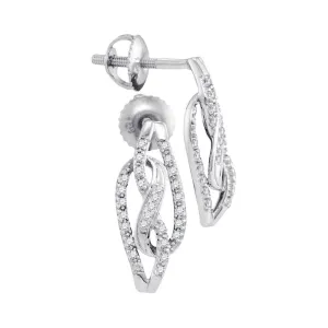 10K White Gold Round Diamond Infinity Screwback Stud Earrings 1/6 CTTW