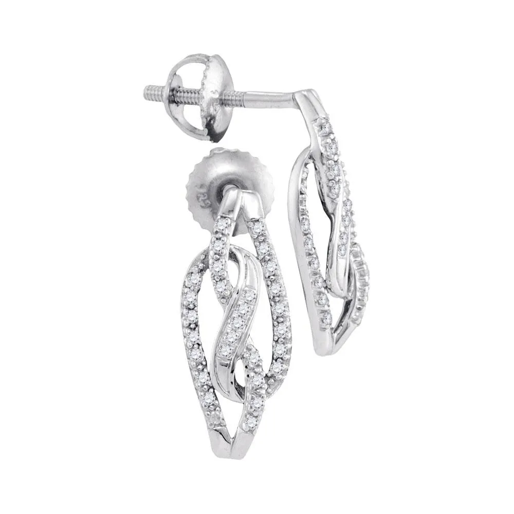 10K White Gold Round Diamond Infinity Screwback Stud Earrings 1/6 CTTW
