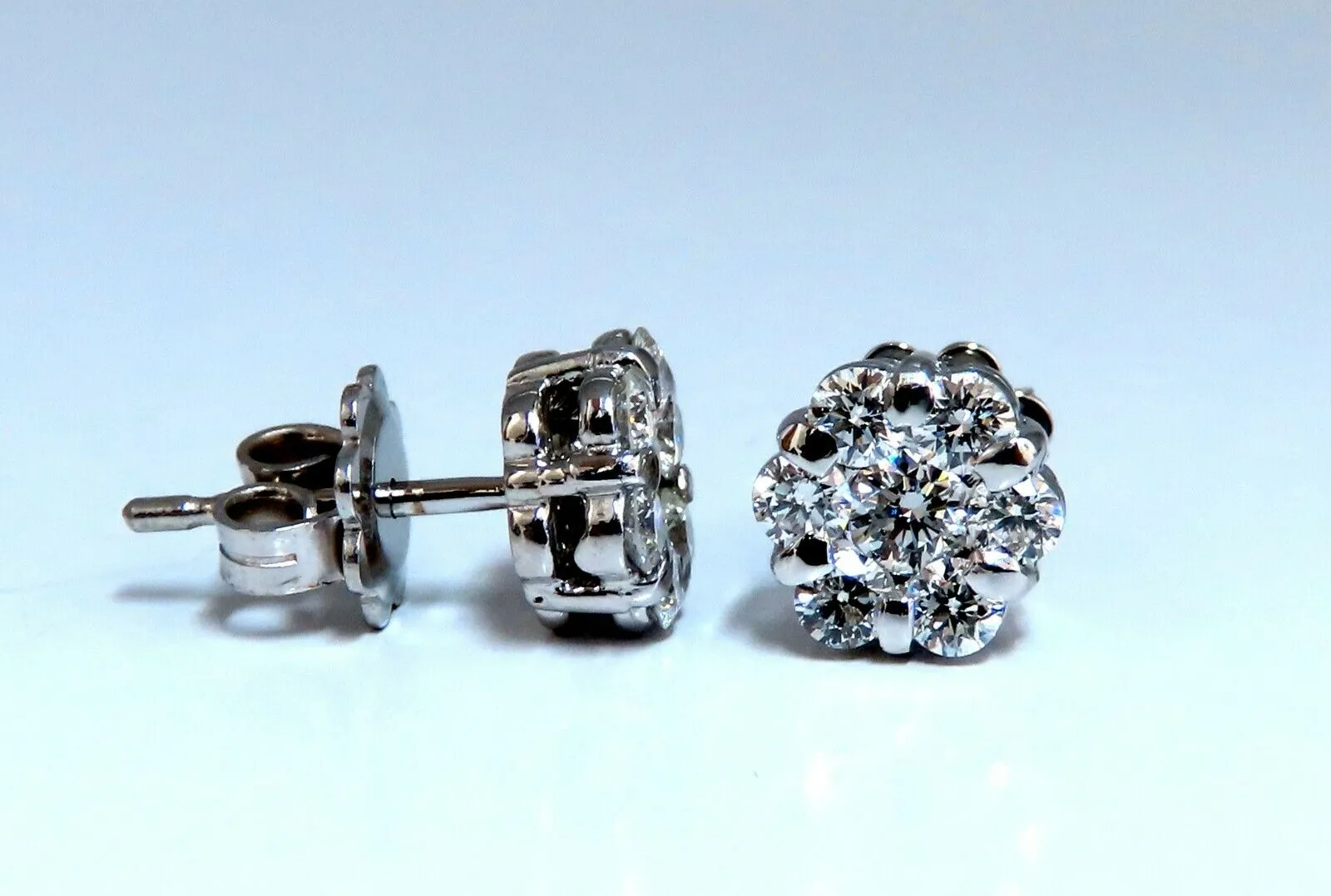 1.10ct Natural Diamonds Cluster Earrings 14kt