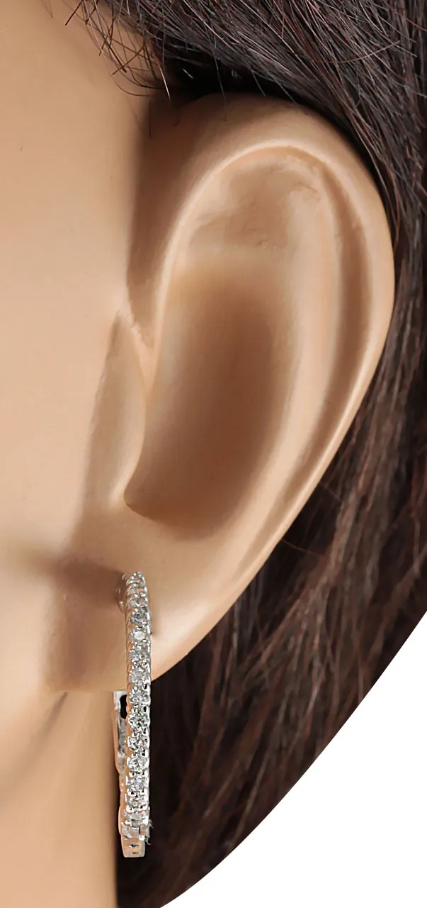 1.26 Carat Natural Diamond 14K White Gold Earrings
