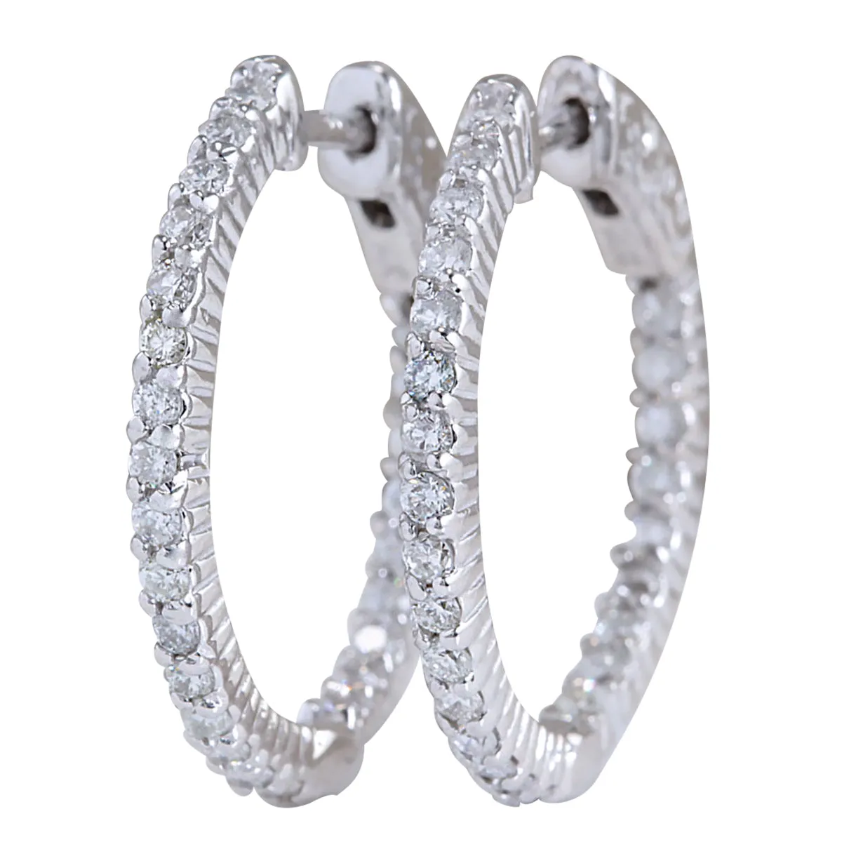 1.26 Carat Natural Diamond 14K White Gold Earrings