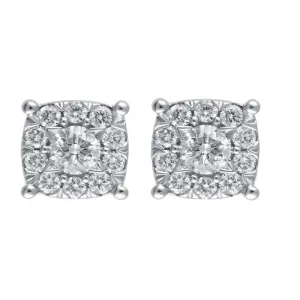 14K 1.00ct Diamond Cluster Earrings