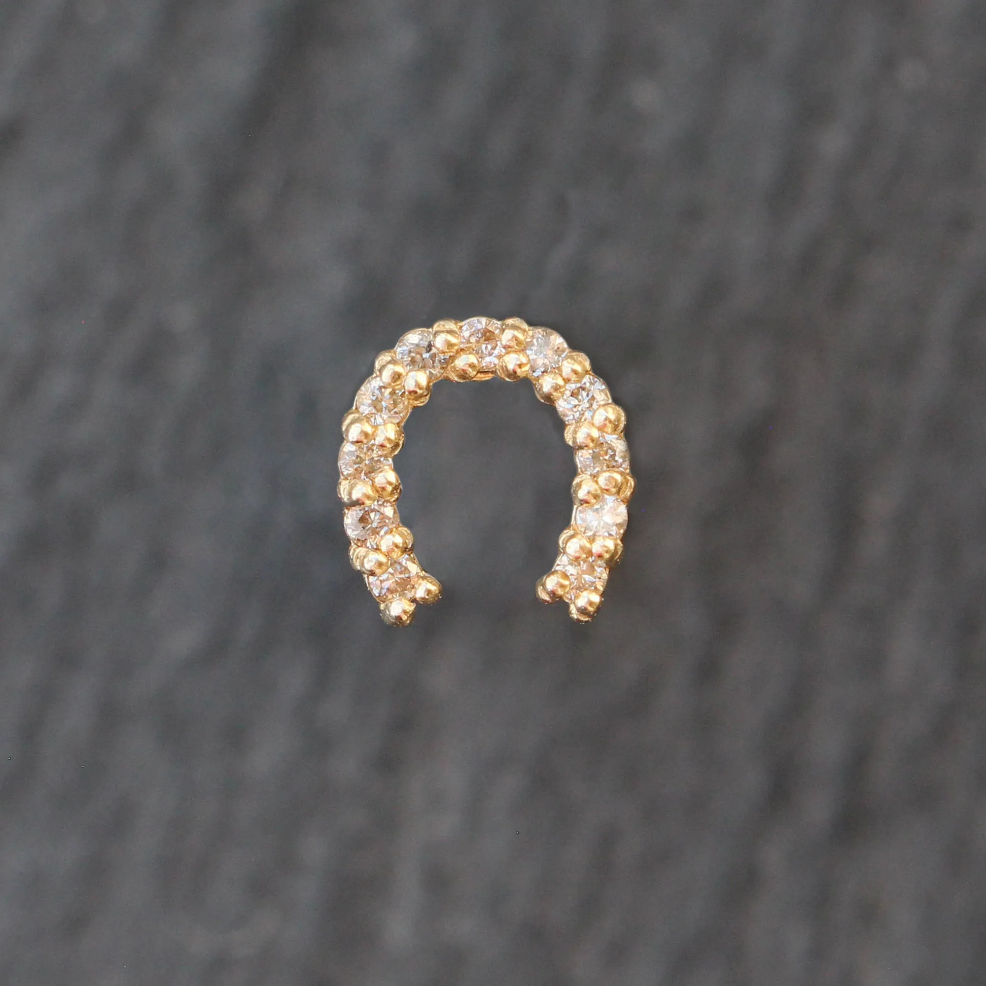 14k Gold   Diamond Single Horseshoe Stud Earring