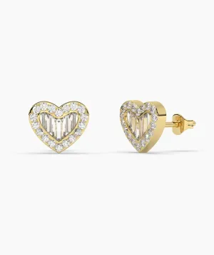 14K Gold Heartbeat Diamond Earrings