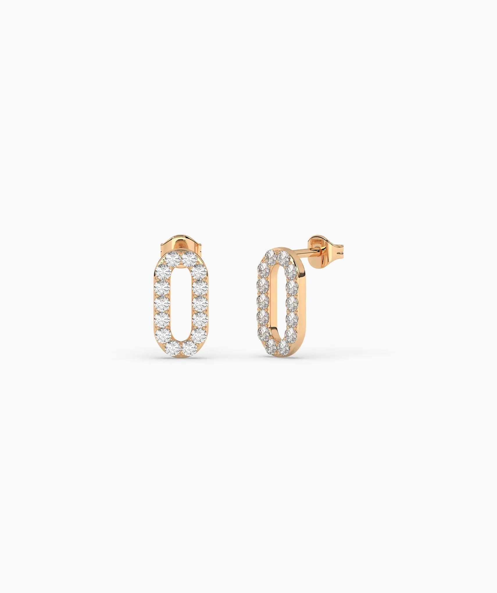 14K Gold Oval Style Sparkle Studs