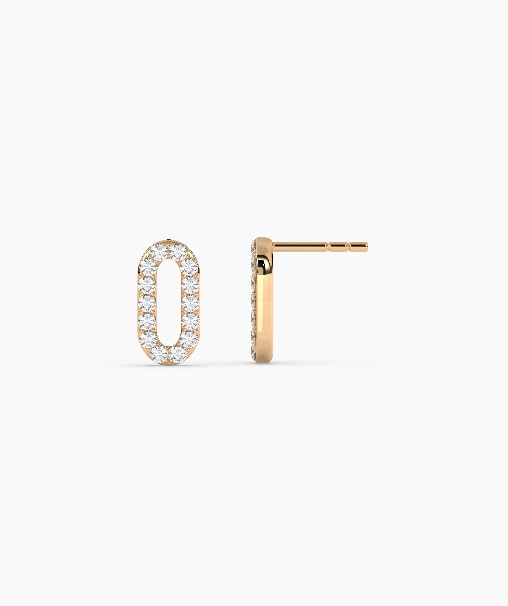 14K Gold Oval Style Sparkle Studs