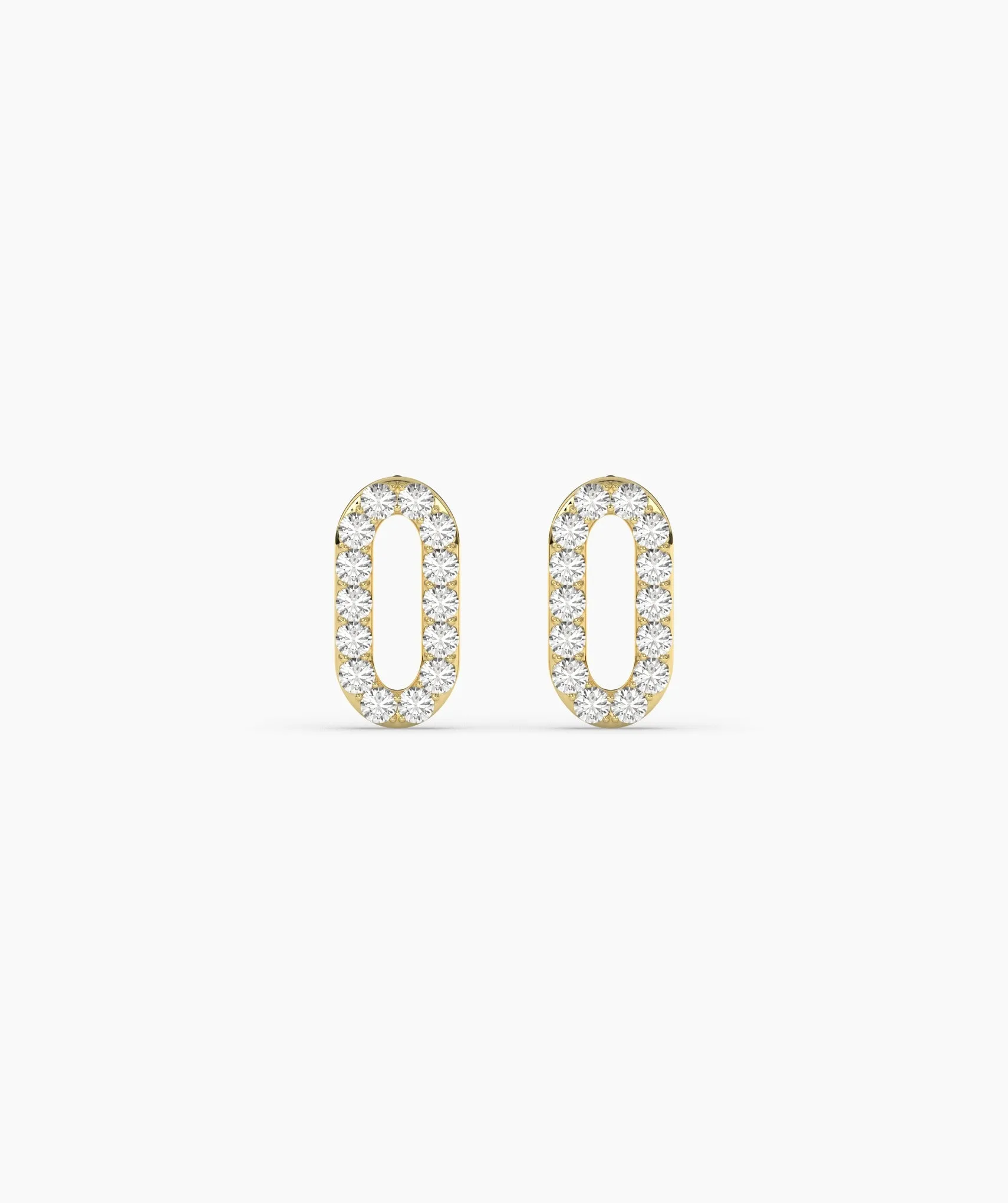 14K Gold Oval Style Sparkle Studs