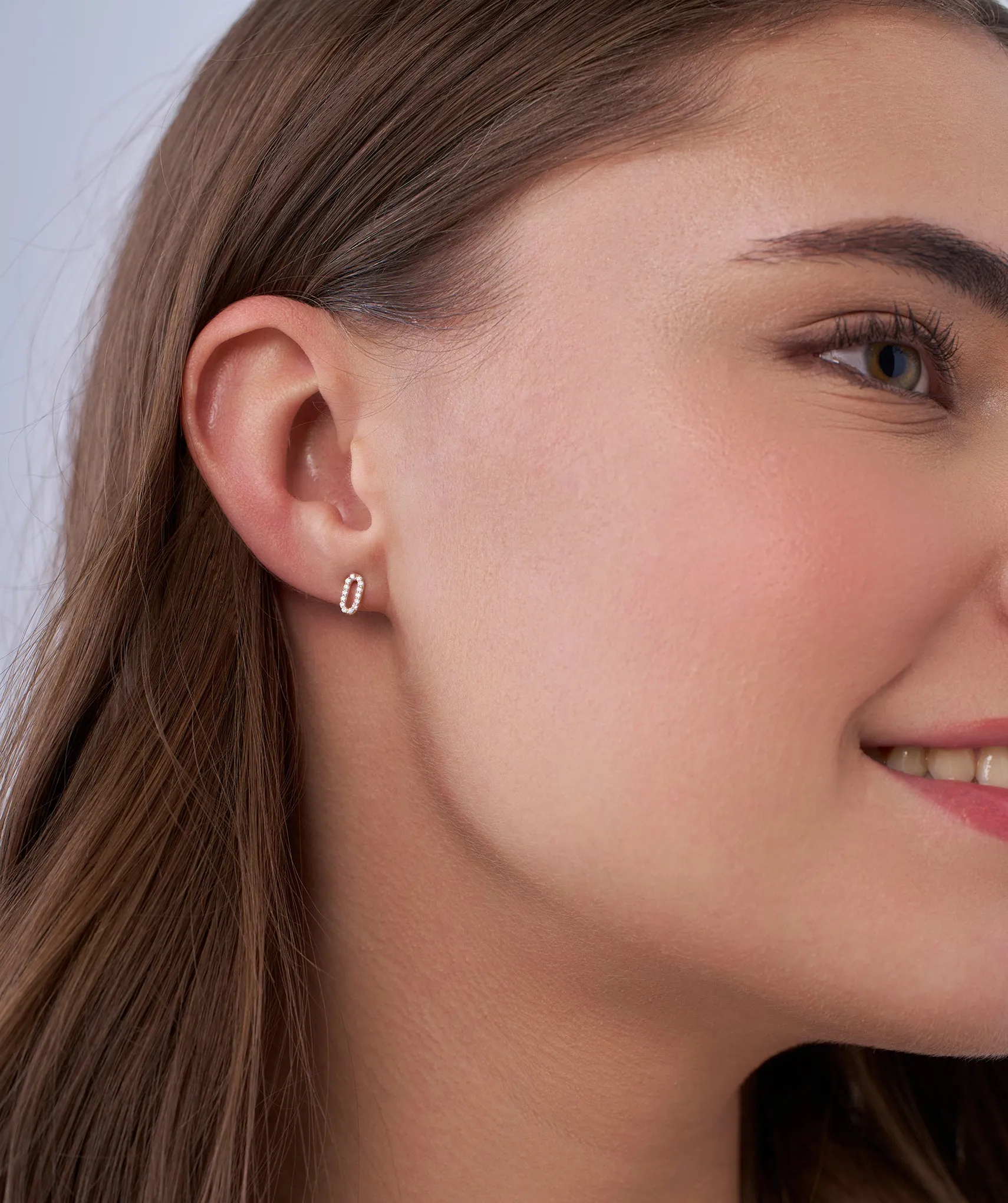 14K Gold Oval Style Sparkle Studs