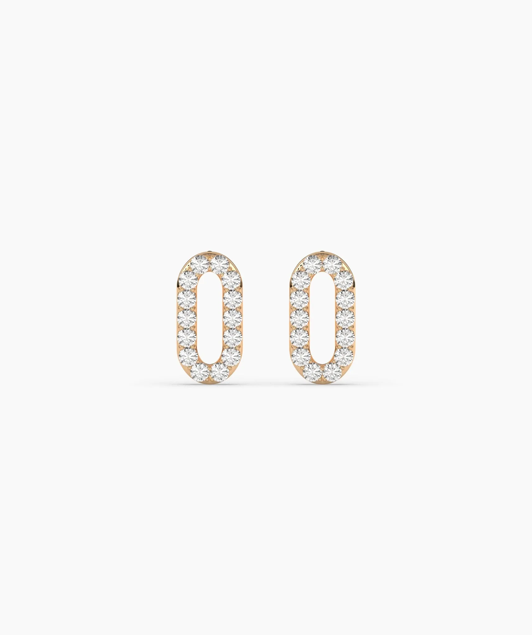 14K Gold Oval Style Sparkle Studs