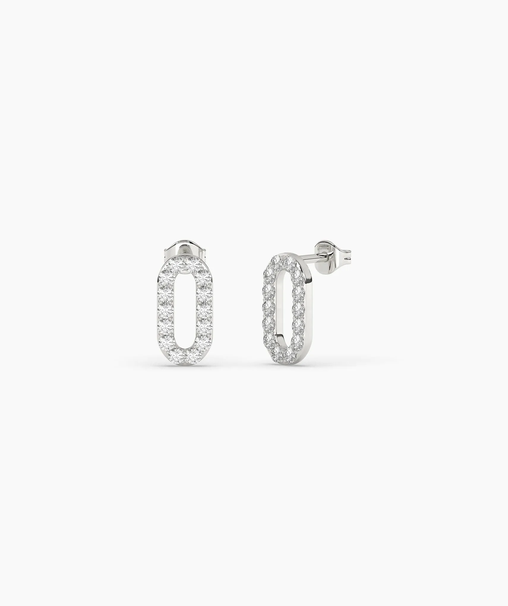 14K Gold Oval Style Sparkle Studs