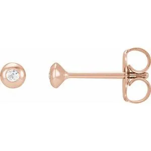 14K Rose .03 CTW Diamond Domed Bezel-Set Earrings