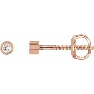 14K Rose .04 CTW Natural Diamond Micro Bezel-Set Earrings