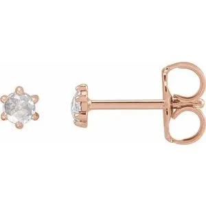 14K Rose .07 CTW Rose-Cut Natural Diamond Earrings