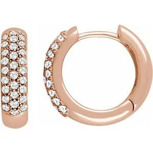 14K Rose 1/3 CTW Diamond Pavé Hoop Earrings