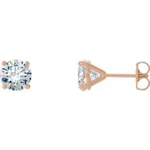 14K Rose 3/4 CTW Diamond 4-Prong Cocktail-Style Earrings