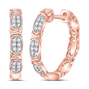 14K Rose Gold Round Diamond Hoop Earrings 1/5 Cttw