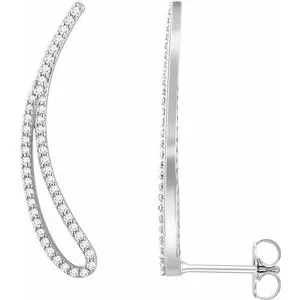 14K White 1/4 CTW Diamond Ear Climbers