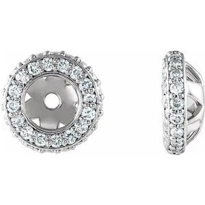14K White 1/5 CTW Diamond Earrings Jackets with 4 mm ID