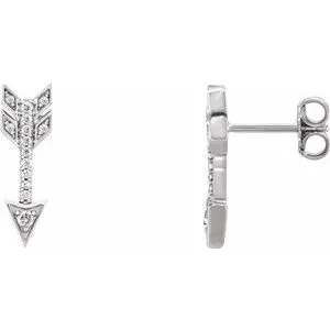 14K White 1/6 CTW Diamond Arrow Earrings