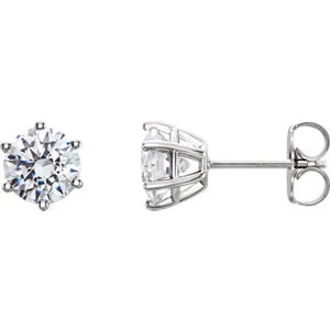 14K White 4 mm I2 1/2 CTW Diamond 6-Prong Wire Basket Earrings