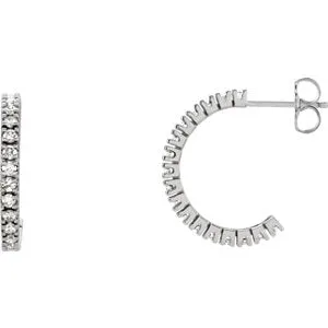 14K White 5/8 CTW Diamond Hoop Earrings