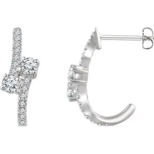 14K White 5/8 CTW Diamond Two-Stone Earrings