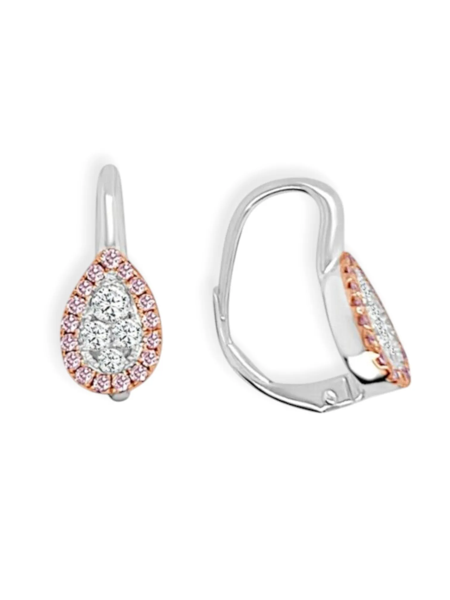 14K White & Rose Natural Diamond Earrings