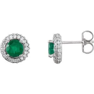14K White Emerald & 1/3 CTW Diamond Earrings