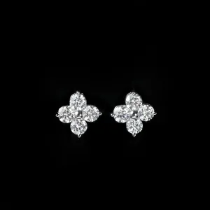 14K White Gold 0.79 CTW Diamond Quatrefoil Stud Earrings
