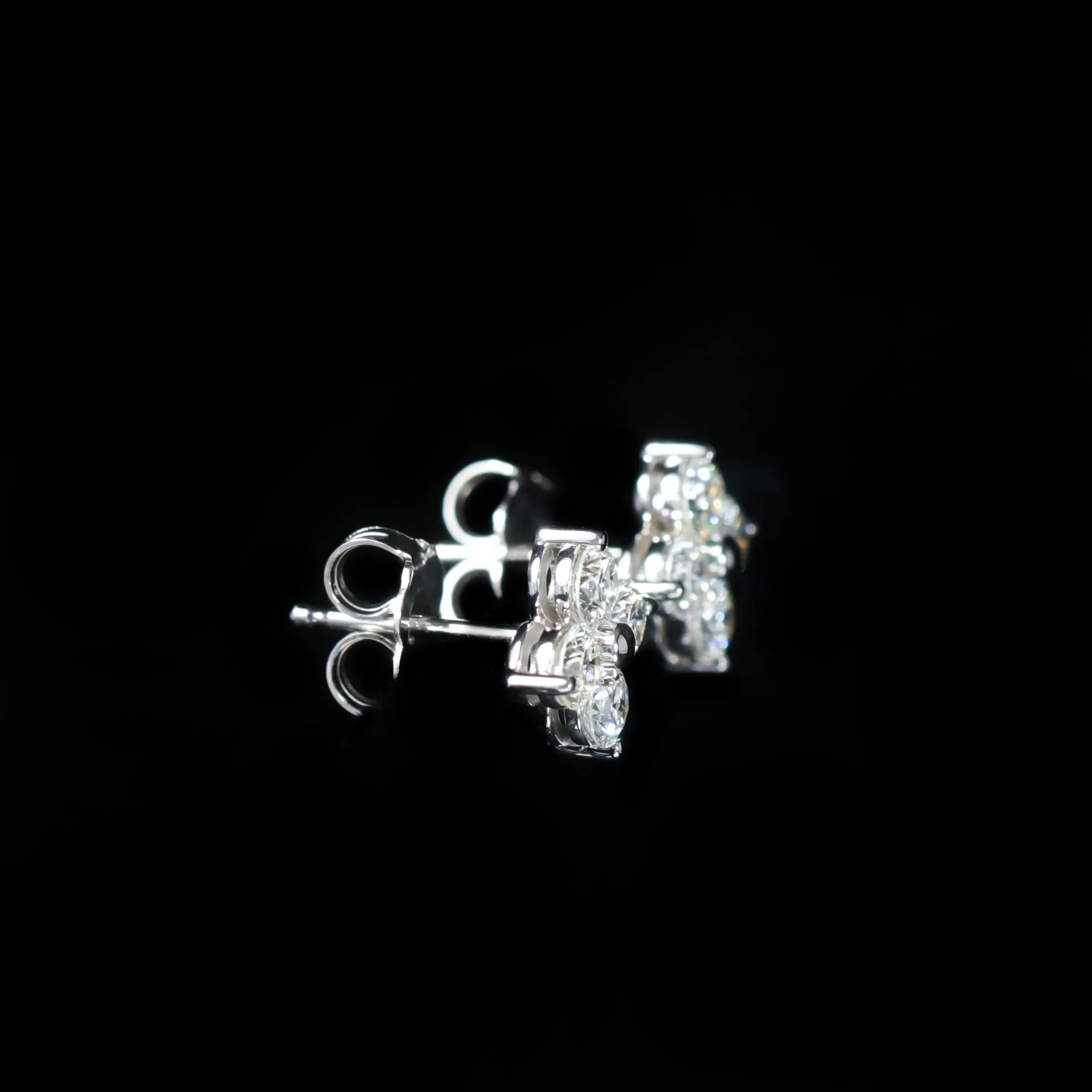 14K White Gold 0.79 CTW Diamond Quatrefoil Stud Earrings