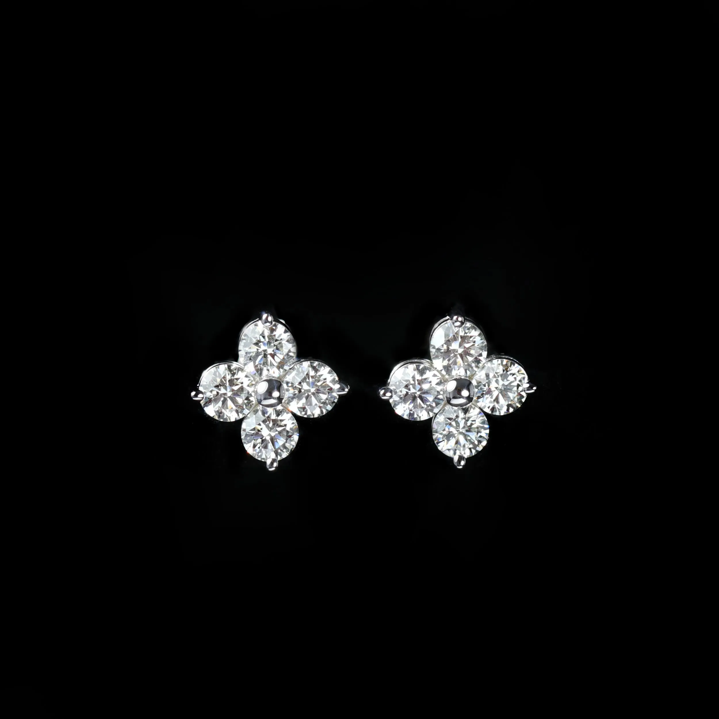 14K White Gold 0.79 CTW Diamond Quatrefoil Stud Earrings