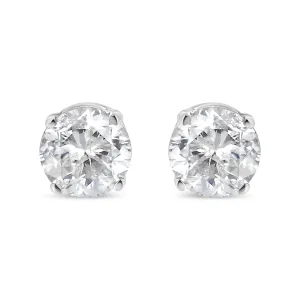 14K White Gold 1/5 Cttw Round Brilliant-Cut Near Colorless Diamond Classic 4-Prong Stud Earrings (H-I Color, I1-I2 Clarity)
